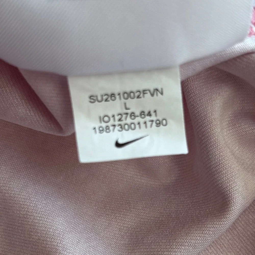 Nike Dri-FIT Mens Pink Geometric Swoosh Print Golf Polo Shirt IO1276-641 Large
